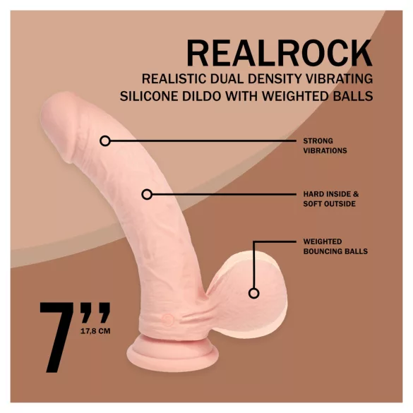 RealRock - δονητής με διπλή πυκνότητα, ρεαλιστικός (στο χρώμα του δέρματος) - 18 εκ.
