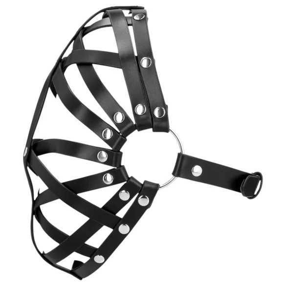 Ouch! - μάσκα κλουβί από δερματίνη - μαύρη