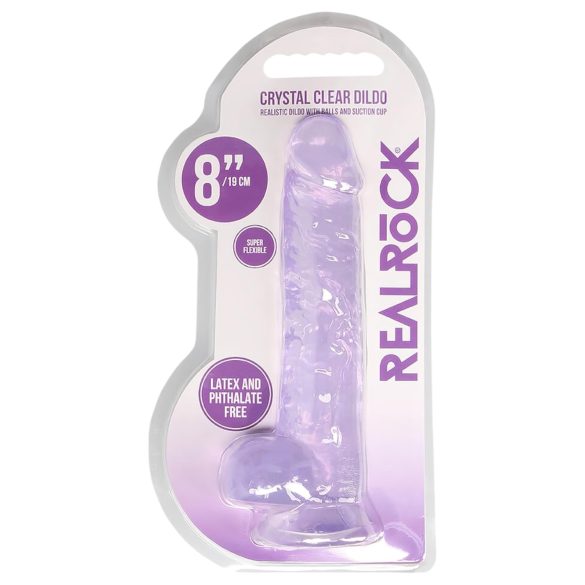 REALROCK - διαφανές ρεαλιστικό dildo - μοβ (19cm)
