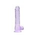 REALROCK - διαφανές ρεαλιστικό dildo - μοβ (19cm)