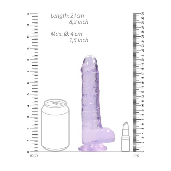 REALROCK - translucent lifelike dildo - purple (19cm)