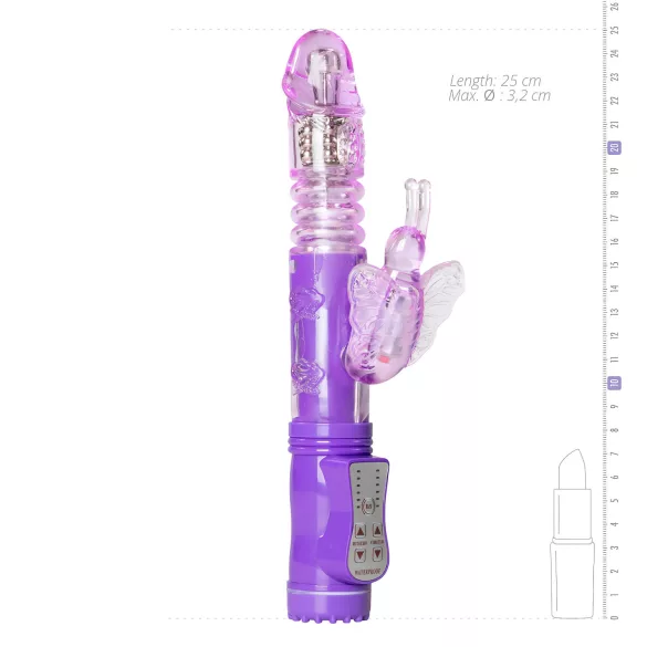 Easytoys Butterfly - δονητής πεταλούδα περιστρεφόμενος με ώθηση - μοβ