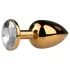 Easytoys Metal No.1 - χρυσό κωνικό πρωκτικό βύσμα με λευκή πέτρα (2,5 cm)