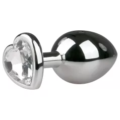   Easytoys - μεταλλικό πρωκτικό plug καρδιά - λευκή πέτρα - ασημί