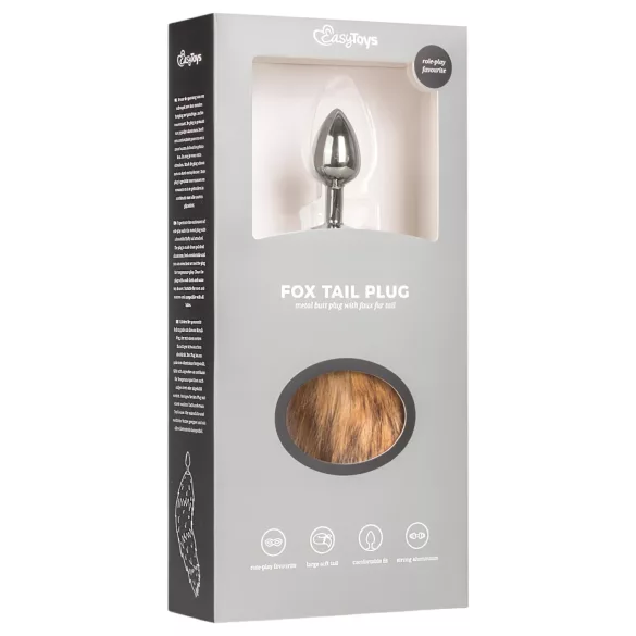 EasyToys Fox NO1 - μεταλλικό πρωκτικό βύσμα με ουρά αλεπούς (ασημί-κόκκινο)