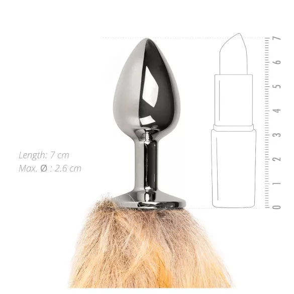 EasyToys Fox NO1 - μεταλλικό πρωκτικό βύσμα με ουρά αλεπούς (ασημί-κόκκινο)