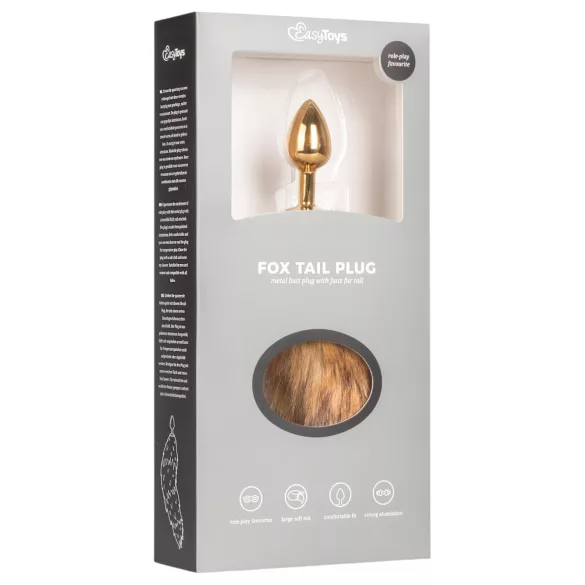 EasyToys Fox NO1 - μεταλλικό πρωκτικό βύσμα με ουρά αλεπούς (χρυσό-κόκκινο)