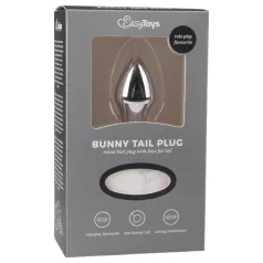   Easytoys Bunny NO1 - μεταλλικό πρωκτικό plug με ουρά κουνελιού - ασημί/λευκό