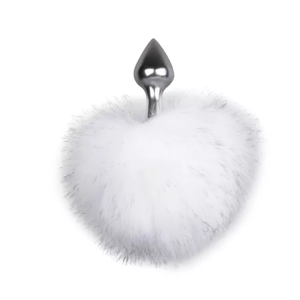 EasyToys Bunny NO1 - μεταλλικό πρωκτικό βύσμα με ουρά κουνελιού (ασημί-λευκό)