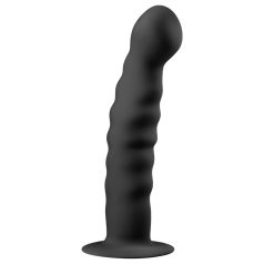   Easytoys Ribbed - δονητής πρωκτού με βεντούζα (14cm) - μαύρο