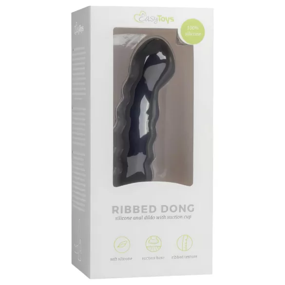 Easytoys Ribbed - ομοίωμα πρωκτού με βεντούζα - 14cm - μαύρο