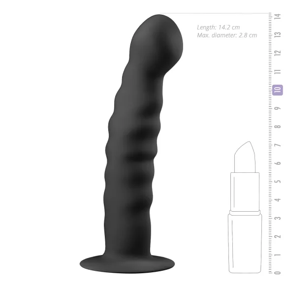 Easytoys Ribbed - ομοίωμα πρωκτού με βεντούζα - 14cm - μαύρο