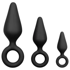   Easytoys - σετ πρωκτικών plugs με δαχτυλίδι - 3 τεμ. μαύρο