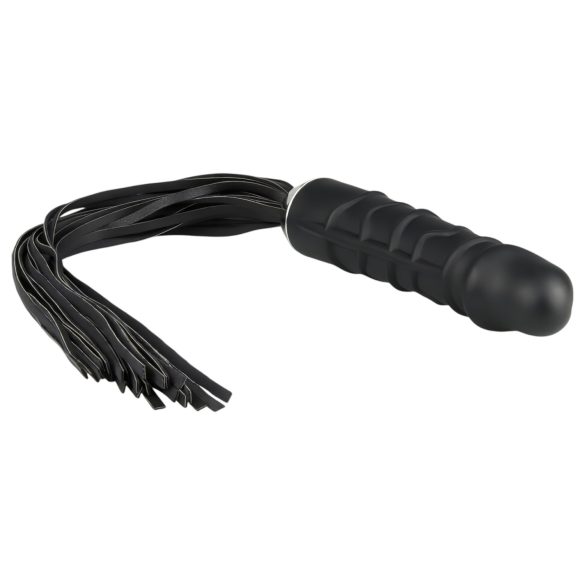 Easytoys Flogger - μαύρο μαστίγιο & δονητής σιλικόνης σε ένα