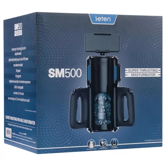 LETEN SM 500 - αυτόματος ανδρικός μαλακιστής με θήκη κινητού - μαύρο
