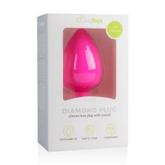   Easytoys Diamond - ροζ πρωκτικό plug με λευκή πέτρα (μεγάλο)