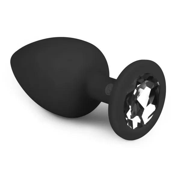 Easytoys Diamond - πρωκτική σφήνα με λευκή πέτρα - μεγάλη - μαύρο