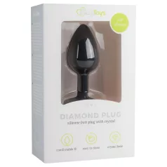  Easytoys Diamond - πρωκτική σφήνα με λευκή πέτρα - μικρή - μαύρο