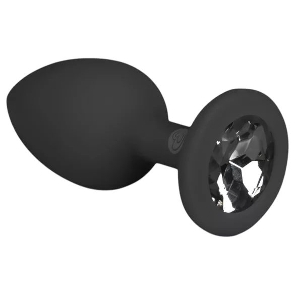 Easytoys Diamond - πρωκτική σφήνα με λευκή πέτρα - μικρή - μαύρο
