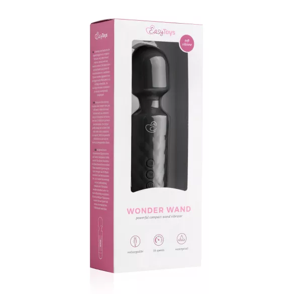 EasyToys - μίνι μασάζ δονητής wand - επαναφορτιζόμενος μαύρος