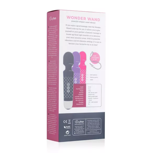 EasyToys - μίνι μασάζ δονητής wand - επαναφορτιζόμενος μαύρος