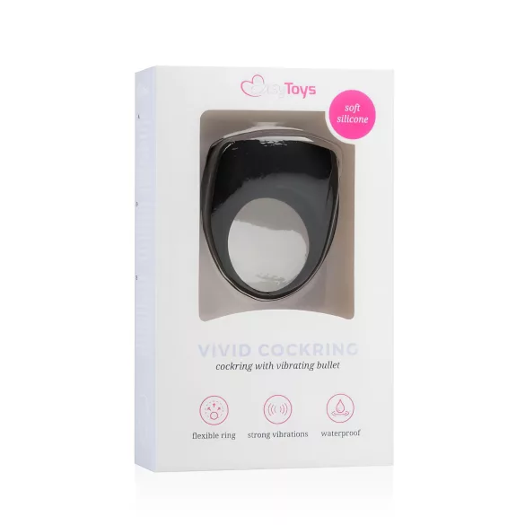 Easytoys - δαχτυλίδι πέους με δόνηση - σιλικόνη - μαύρο