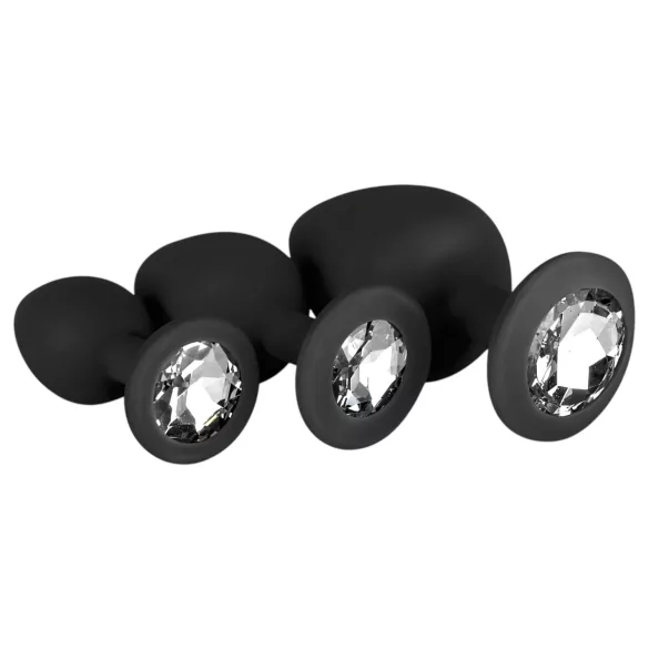 Easytoys Diamond - σετ πρωκτικά βύσματα - μαύρο