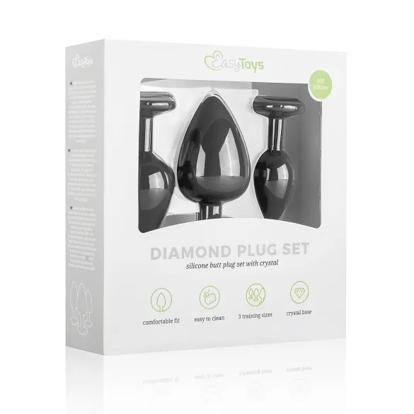 Easytoys Diamond - σετ πρωκτικά βύσματα - μαύρο