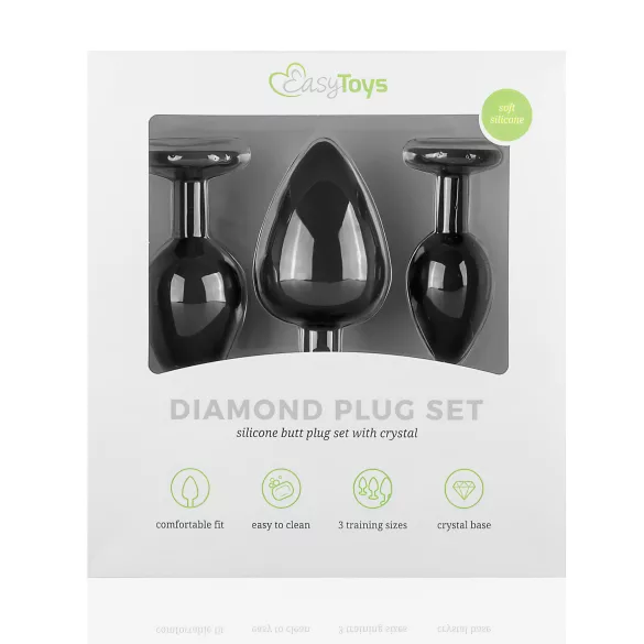 Easytoys Diamond - σετ πρωκτικά βύσματα - μαύρο