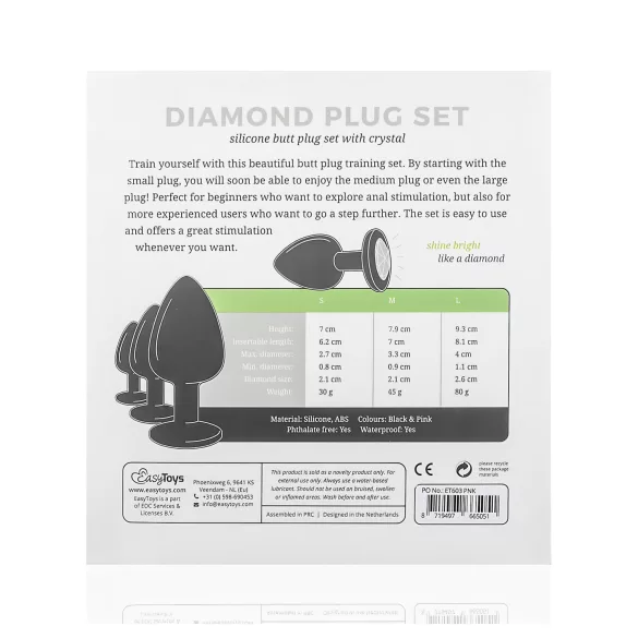 Easytoys Diamond - σετ πρωκτικά βύσματα - μαύρο
