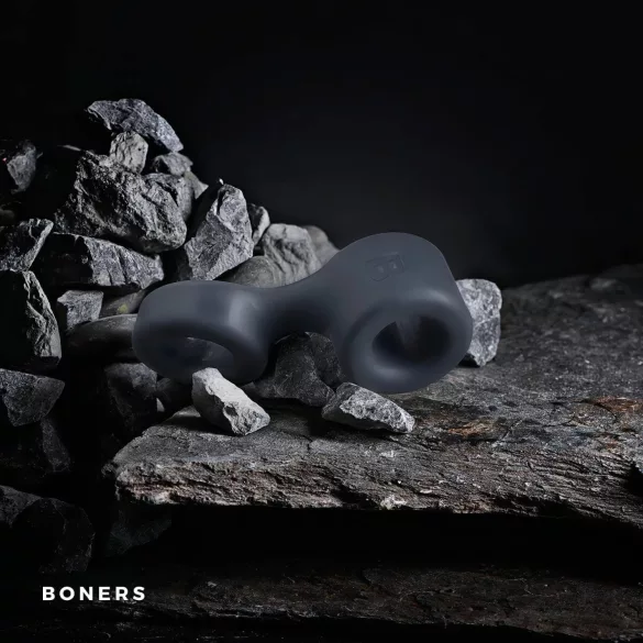 Boners - δαχτυλίδι πέους & διαστολέας όρχεων - σιλικόνη γκρι