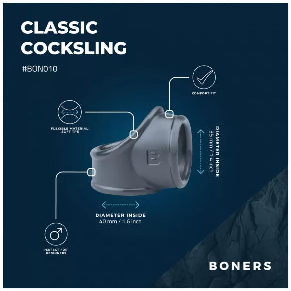 Boners - δακτύλιος πέους & διαστολέας όρχεων - σιλικόνη γκρι