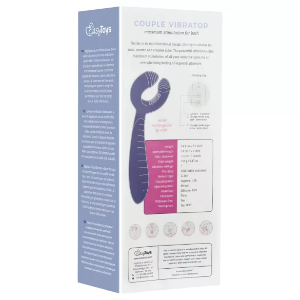 Easytoys Couple - δονητής ζευγαριού επαναφορτιζόμενος αδιάβροχος μοβ