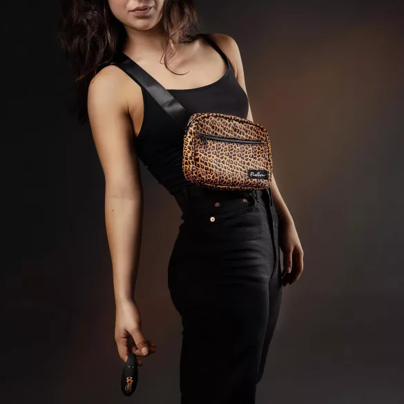 Panthra Zuna - επαναφορτιζόμενο, αδιάβροχο ζευγαρωτικό δονητής (λεοπάρδαλη-μαύρο)