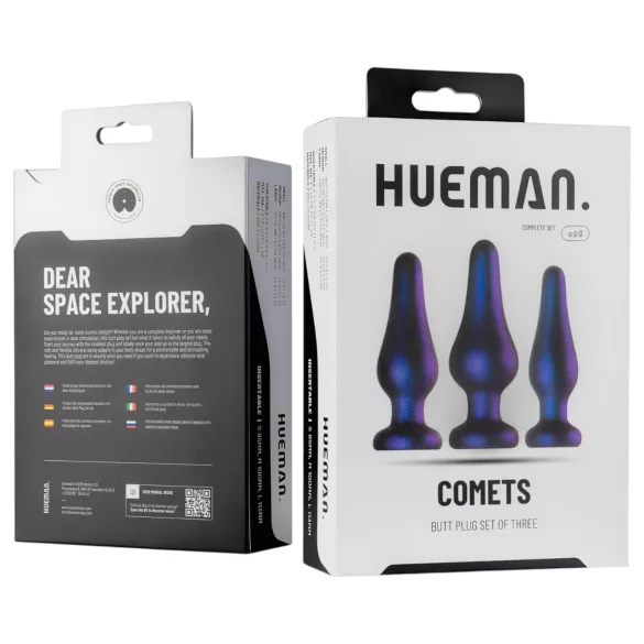 Hueman Comets - σετ σιλικονένια πρωκτικά βύσματα 3 τεμαχίων - μωβ