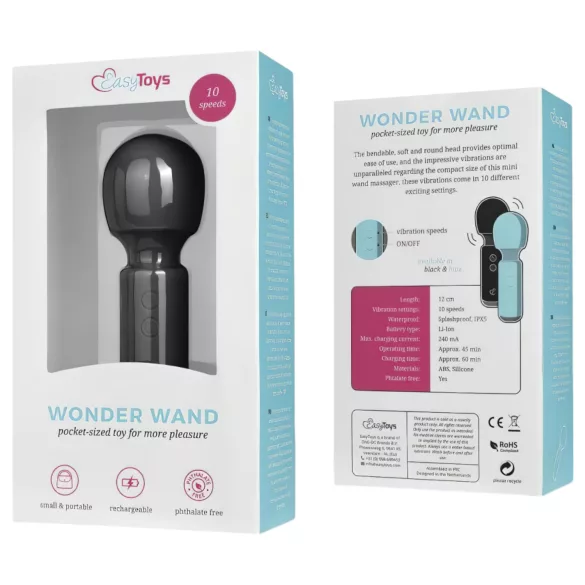 Easytoys Wonder Wand - δονητής μασάζ mini επαναφορτιζόμενος - μαύρο