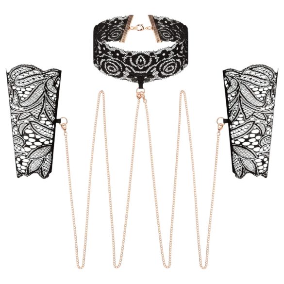 Rosy Gold - κολιέ και χειροπέδες καρπού (μαύρο)