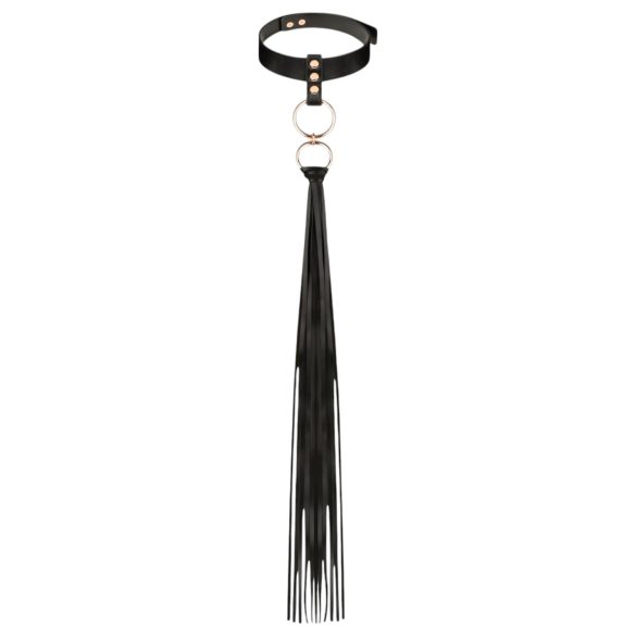 Rosy Gold - κολάρο & μαστιγίο (μαύρο)