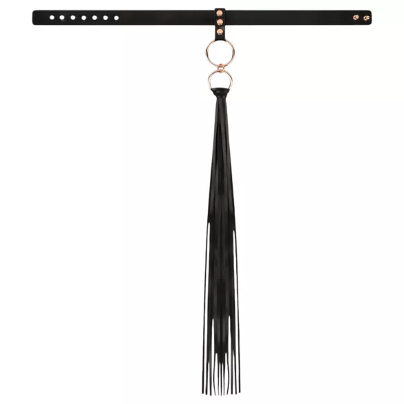 Rosy Gold - κολάρο και μαστίγιο - δέρμα - μαύρο