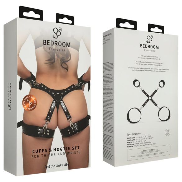 Bedroom Fantasies - χειροπέδες και μανσέτες μηρού - δερμάτινες μαύρες