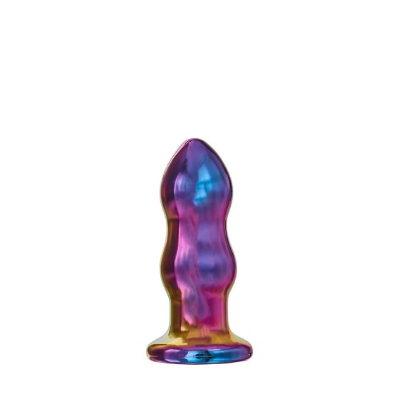 Glamour Glass - wavy, radio controlled, glass anal vibrator (colour)