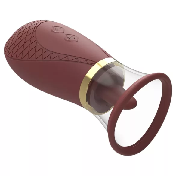 Dreamtoys - δονητής με αναρρόφηση και γλειφοδονητής - μπορντό