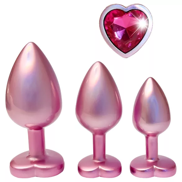 Dreamtoys Gleaming Love - σετ πρωκτικών plug με καρδιά (ροζ)