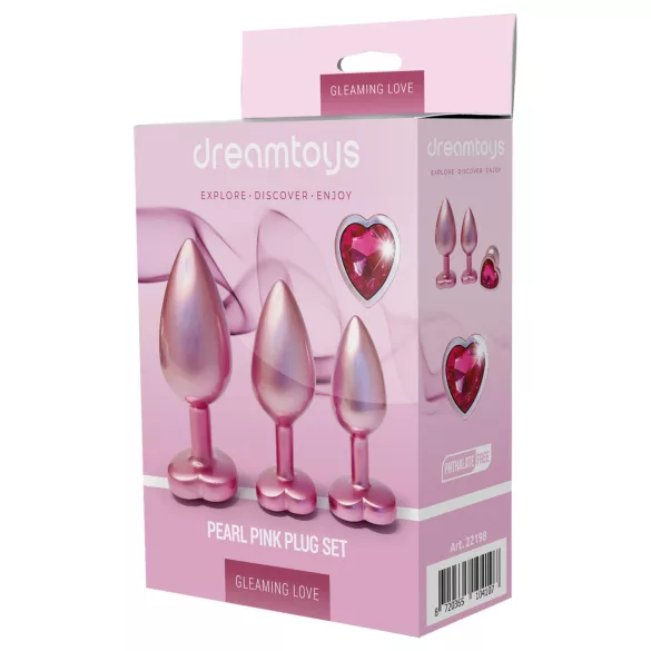 Dreamtoys Gleaming Love - σετ πρωκτικών plug με καρδιά (ροζ)