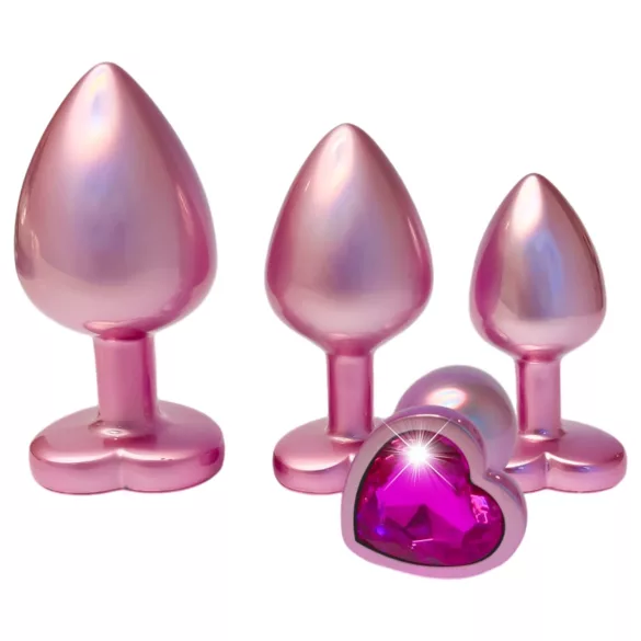Dreamtoys Gleaming Love - σετ πρωκτικών plug με καρδιά (ροζ)