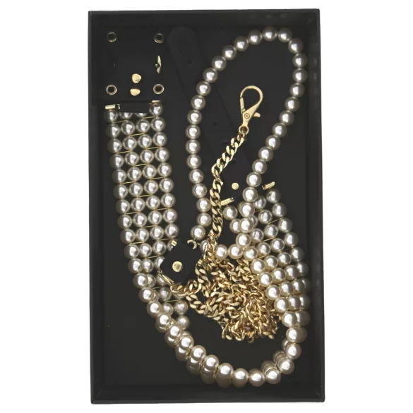 Allure - κολάρο με λουρί και πέρλες - μαύρο - γυναικείο sex accessory