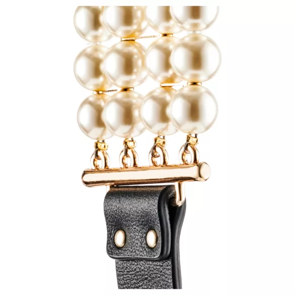 Allure - κολάρο με λουρί και πέρλες - μαύρο - γυναικείο sex accessory