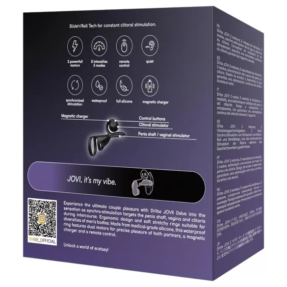 Snail Vibe Jovi - δαχτυλίδι πέους & δονητής ζευγαριού - μαύρο