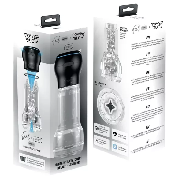 Kiiroo Feel Pocket & PowerBlow - διαδραστικός ανδρικός αυνανιστής (διάφανος)