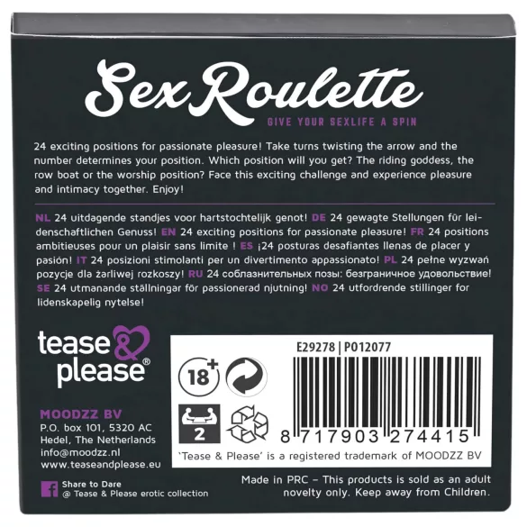 Sex Roulette Kama Sutra - ερωτικό επιτραπέζιο παιχνίδι για ζευγάρια - 10 γλώσσες